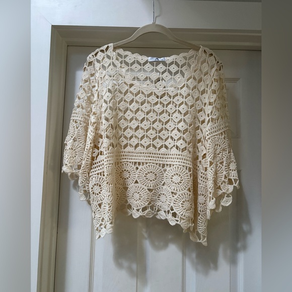 Az Sweaters - Chic Crochet Cream Blouse